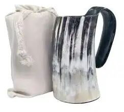 Polished Natural Buffalo Horn Mug for Drinking, Drinking Glass