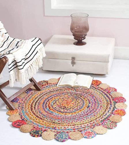 Pure Cotton Plain Jute Durry Customised, Technics : Machine Made For Door Mats, Corridors, Floor Covering Etc.