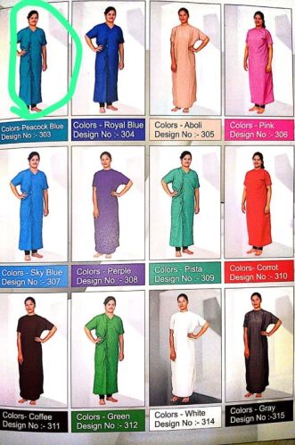 Patient Gown, Color : Black, Blue, Grey, Maroon, Navy, Sky. For Hospital Use