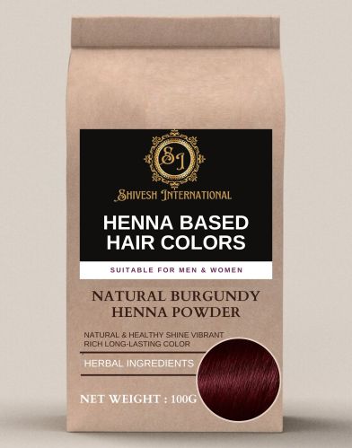 Natural Burgundy Henna Based Hair Color, Form : Powder, Packaging Type : Plastic Packet For Parlour, Personal