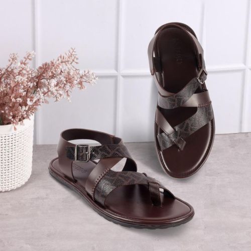 Leather Men Fancy Sandals, Color : Brown, Packaging Type : Carton