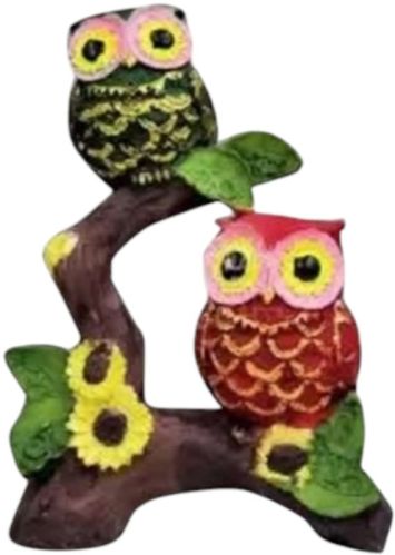 2 Owl Colorful On Bark For Home Decor