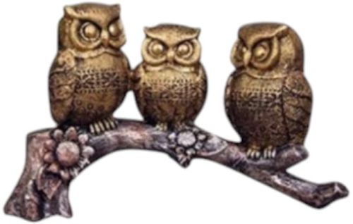 3 Owl Onbark Med Statue Antique For Home
