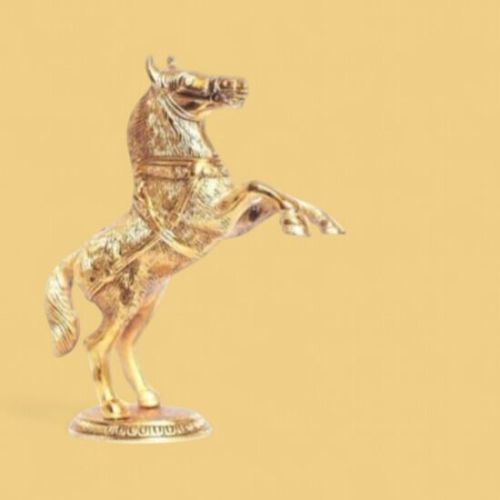 Polished Alluminium Aluminium Golden Horse Statue Standard Antique For Office, Home Decor