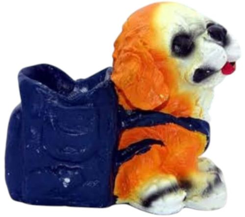 Sep Polished Polyresin Dog With Bag Statue, Color : Multicolor Antique For Home