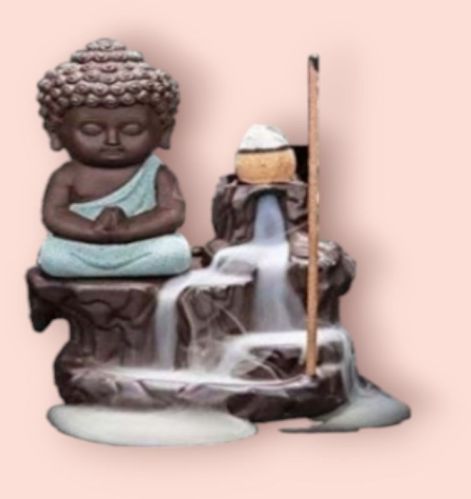 Sep Polished Resin Little Smoke Buddha Statues, Color : Multicolor Antique For Home, Office, Shop