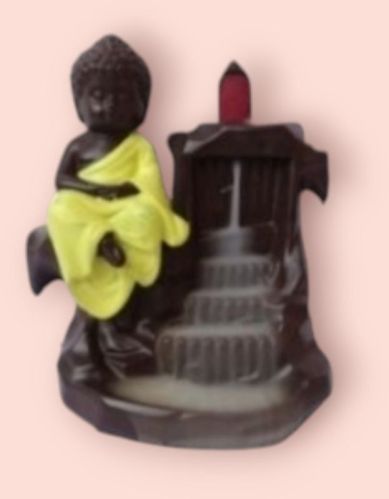 500 Grams Polished Resin Yellow Somke Buddha Statue, Color : Multicolor Antique For Home