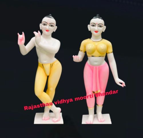 Non Polished Marble Iskcon Radha Krishna, Color : Multicolored 3 Ft