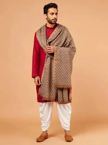Sku AS01091844 Mens Woolen Shawl 130X260 Cm Wedding Wear, Technics : Handloom