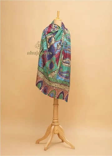 Sku AS01366610 Kalamkari Pashmina Shawl Party Wear 100x200 Cm, Gender : Female