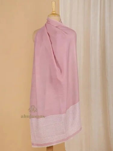 Plain Wool Sku AS01843714 Cashmere Stole, Color : Pink Formal Wear, Technics : Handloom