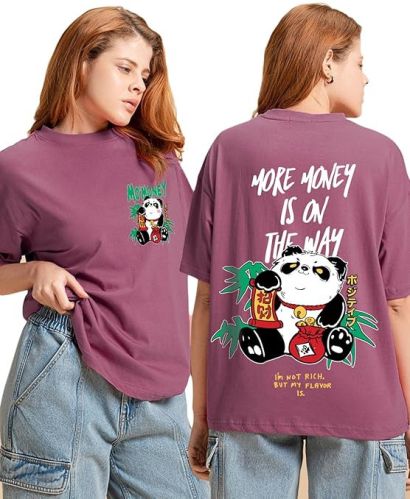 Cotton Girls Printed Oversized Fit T-Shirt, Neck Type : Round Neck