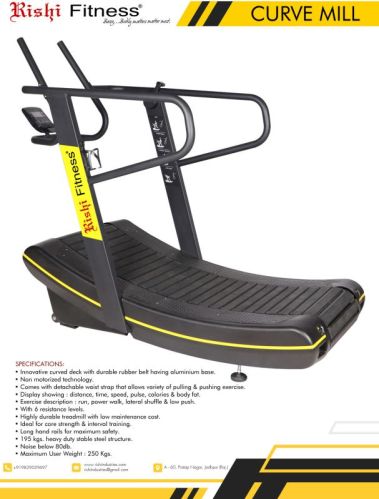 Rishi Fitness Curved Treadmill, Color : Black, Certificate : Iso 9001:2008, Weight Capacity : 150