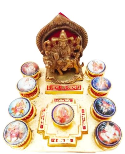 Panchdhatu Shree Navdurga Yantra Chowki, Color : Multicolour, Packaging Type : Box Packaging