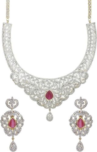 Brass Artificial Diamond Necklace Set Wedding Wear, Party Wear, Wedding Wear, Specialities : Unique Designs