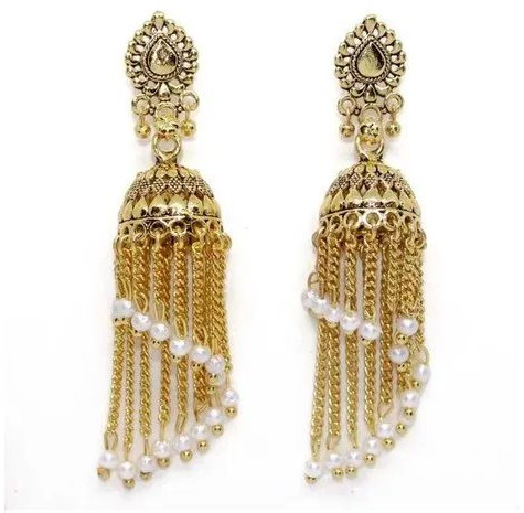 Gold Plated Imitation Long Earrings, Color : Multicolor Weeding Wear, Party Wear, Packaging Type : Box