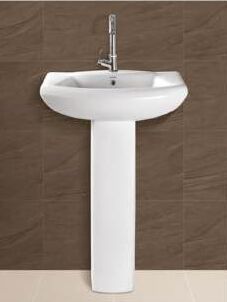 Polished Ceramic Pedestal Wash Basin Multisize Modern