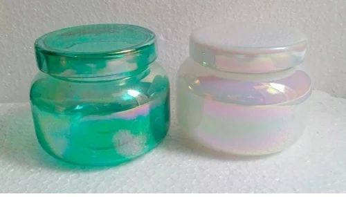 Plain Glass Decorative Candle Jar, Color : Green, White