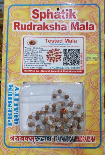 Sphatik Rudraksha Mala Standard For Religious