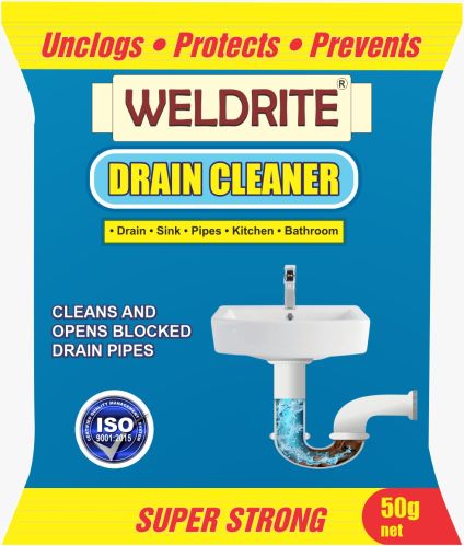 Weldrite Drain Cleaner, Packaging Size : 50 Gm, Detergent Type : Powder, Packaging Type : Pouch