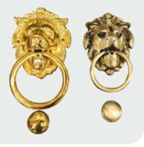 Polished Brass Lion Door Knocker, Color : Golden