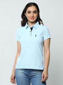 Plain Cotton Girls Polo T Shirt, Color : Sky Blue Casual Wear