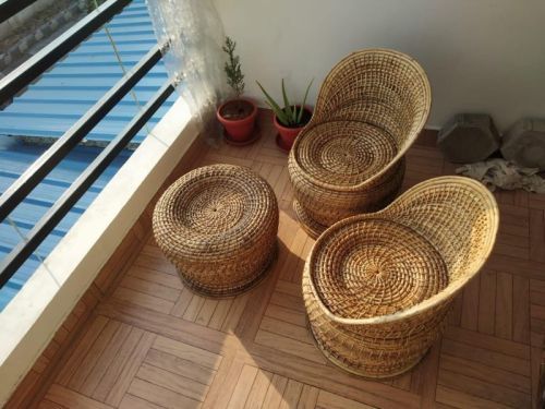 Cane Chair Table Set For Living Room