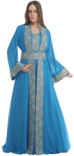 Georgette Arabian Ladies Dresses, Color : Turquoise Colour Wedding