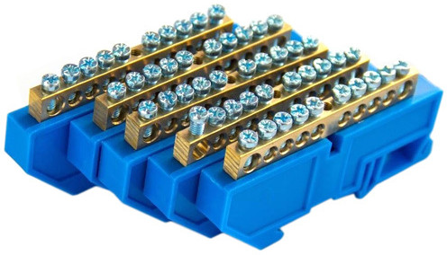 Brass Din Rail Terminal Block, Color : Color Silver, Golden