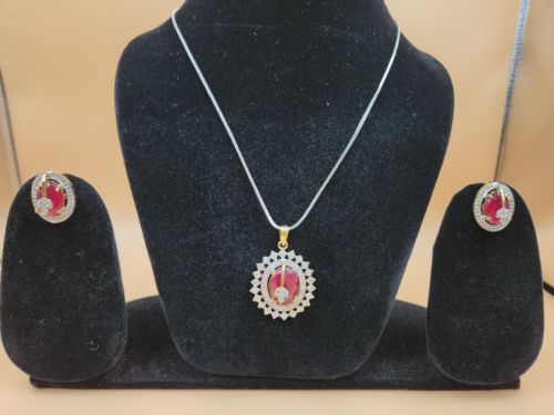 Brass American Diamond Pendant Free Size, Packaging Type : Silver