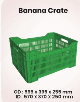 HDPE Banana Plastic Fruits Crates, Color : Green Solid Box