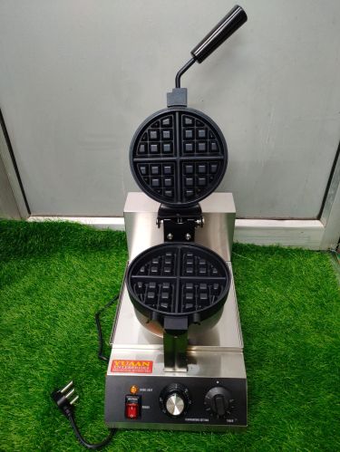 Manual Electric Stainless Steel Waffle Machine, Color : Silver