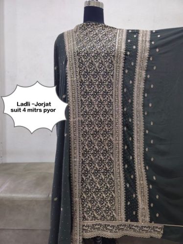 Ladies Designer Unstitched Sharara Suit With Dupatta