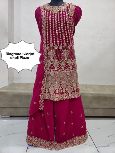 Ladies Rani Pink Sharara Suit With Dupatta