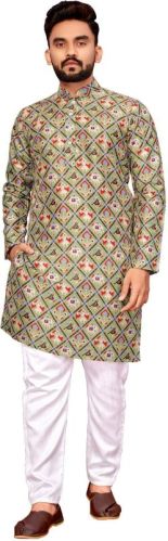 Mens Printed Cotton Kurta Pajama Xxl, Xl, L