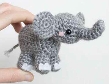Grey Kaarak Wool Crochet Stuffed Elephant Toy, For Gift Play