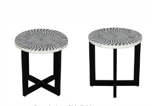 MDF + Iron + Bone + Resine Geometric Design Side Tables