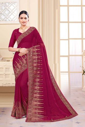 Unstitched Women Shimmer Saree -3, Technics : Embroidery Work