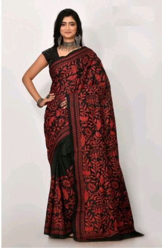 Hand Embroidered Kantha Work Silk Saree, Gender : Female