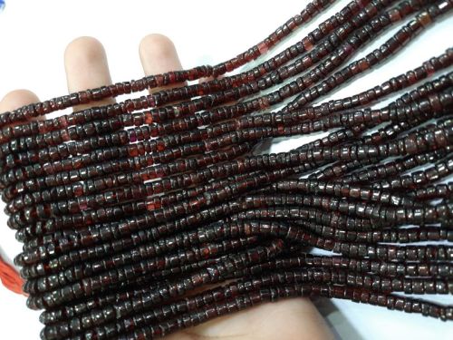 Red Heishi Polished Gemstone Garnet Tyre Beads, For Jewelry, Stone Size : 5mm