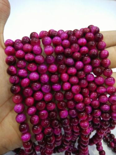 Agarwal Gems Round Polished Pink Tiger Eye Beads, For Jewelry