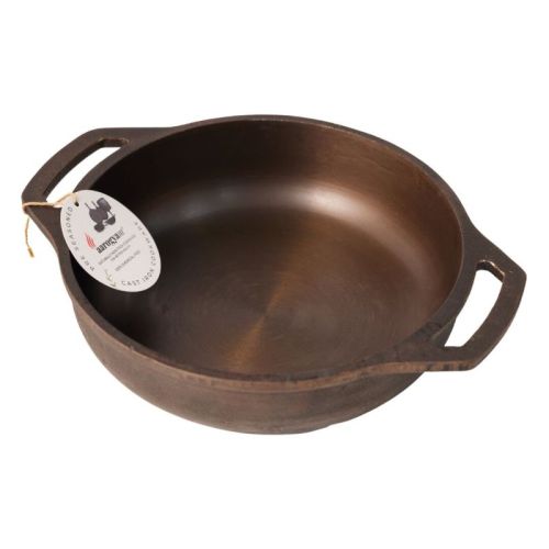 Aarogyam Cast Iron Flat Loha Kadai For Deep Frying Double Strong Handle 11 Inch (28 Cm) Pre-Seasoned