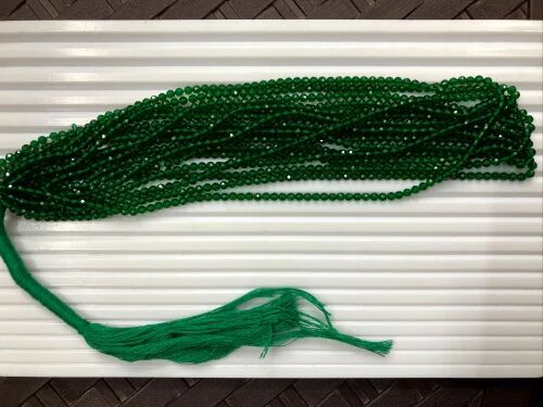 Round Green Cutting Imitation Beads Necklace, For Jewellery, Size (Inches) : 3mm