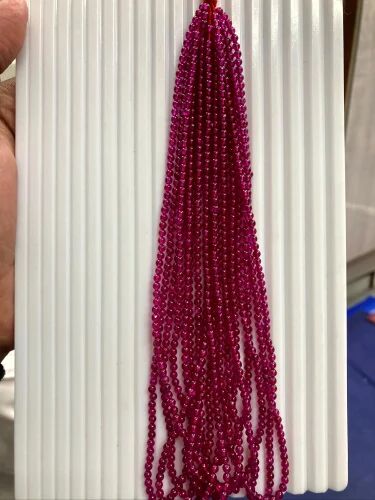 Round Plain Red Imitation Beads Necklace, Size (Inches) : 3mm