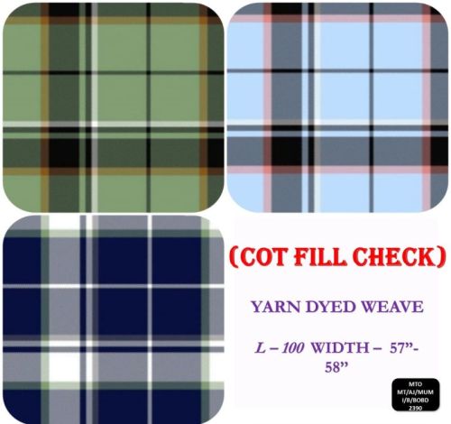 Cotton Check Shirting Fabric, For Garments, Feature : Anti-shrink, Shrink-resistant, Tear-resistant