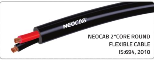 Black 220V Neocab 2 Core Round Flexible Cable, For Home, Industrial, Innner Material : Copper
