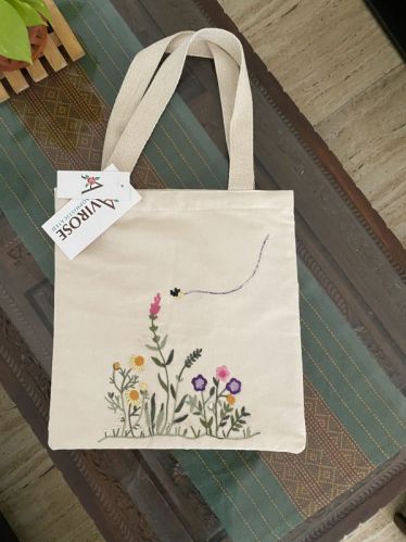 Avirose Embroidered Canvas Tote Bags 15*14 inches