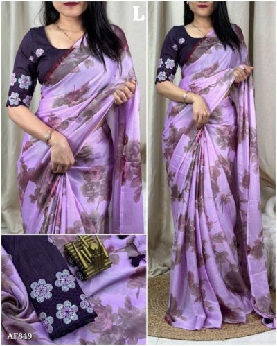 Multi Color Soumya Trends Printed Chiffon Braso Saree, Occasion : Festival Wear