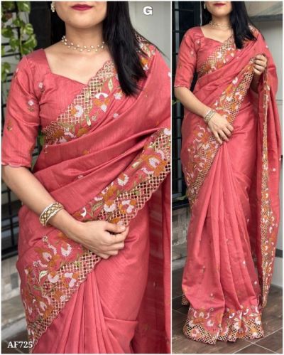 Multicolor Soumya Trends Visca Slub Silk Saree