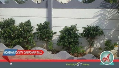 Grey Concrete Housing Society Compound Wall, For Home